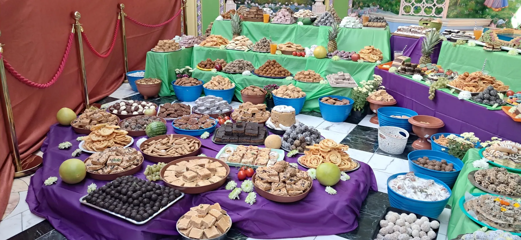 Bhoga offerings prepared for Śrī Śrī Rādhā-Śyāmasundara